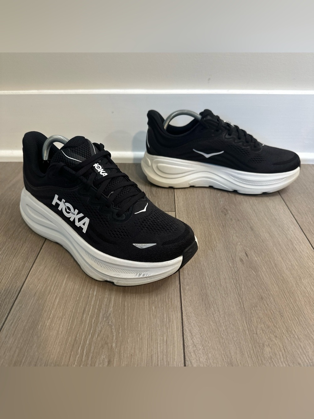 Hoka Women’s 10D Wide Bondi 9 Black White Running Shoes 1162014 BWHT Sneakers